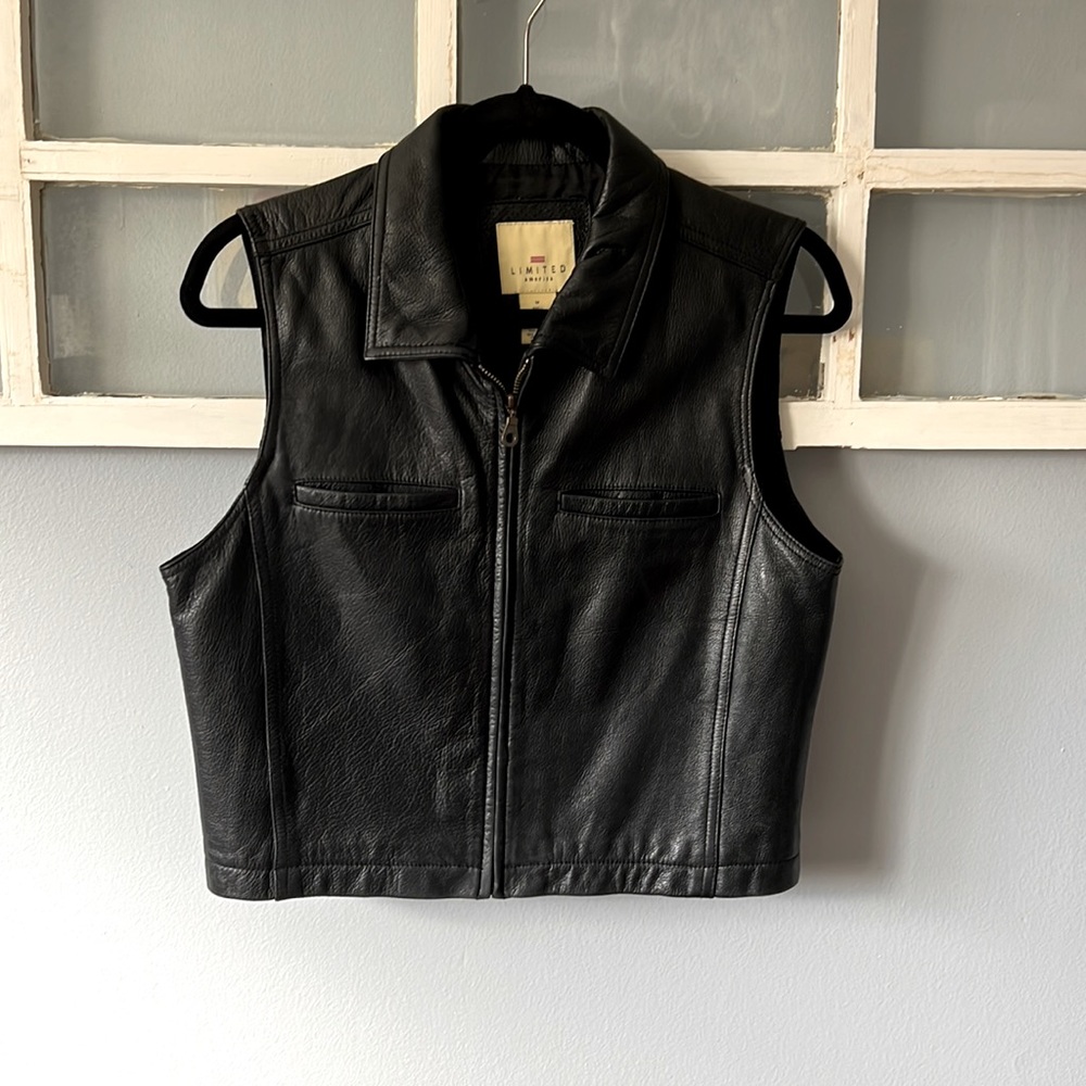 Limited America medium black leather vest
